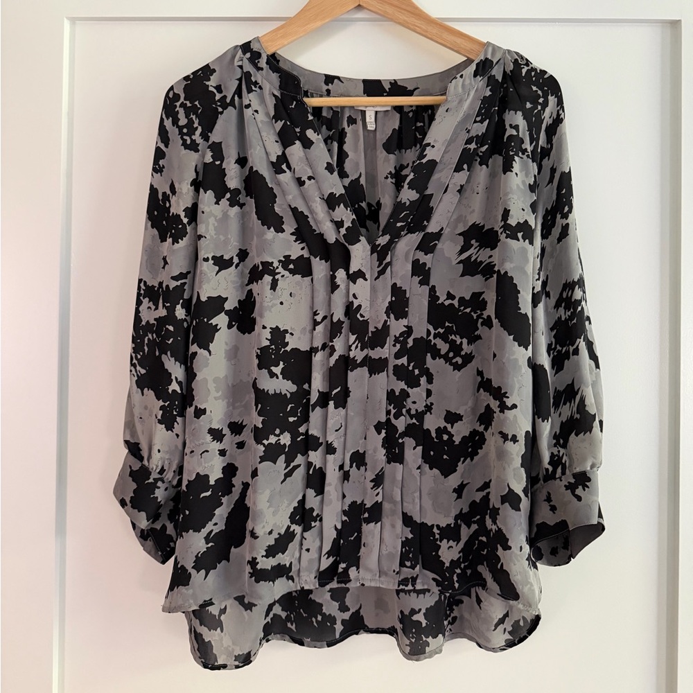 Joie Black and Gray Silk Blouse